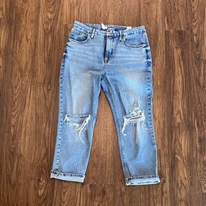 Good American Light Blue Distressed Cropped Jeans